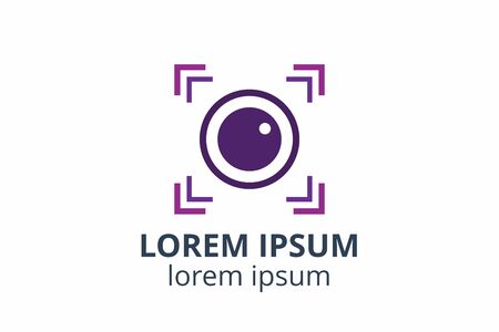 Creative shape lens design symbol of camera. Template icon logo for photography studio, media business, or digital application.のイラスト素材