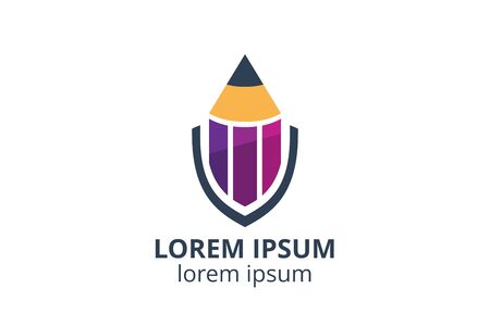 Creative idea shape pencil icon design illustration. Template logo for school, writer, art and studio company, architecture corporate, or any business.のイラスト素材