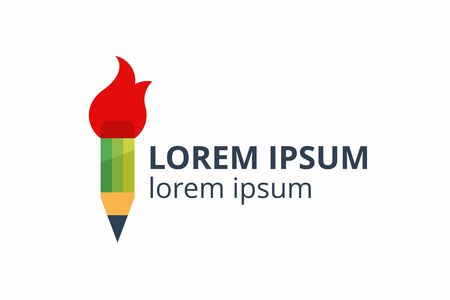 Creative idea shape pencil icon design illustration. Template logo for school, writer, art and studio company, architecture corporate, or any business.のイラスト素材