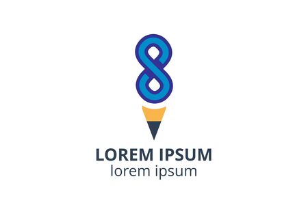 Creative idea shape pencil icon design illustration. Template logo for school, writer, art and studio company, architecture corporate, or any business.のイラスト素材