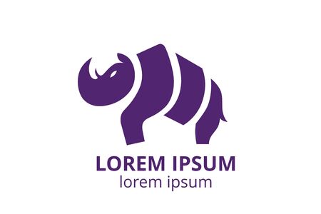 logo design of strong rhino silhouette template in creative shape isolate vector illustration use for any modern business or sport team.のイラスト素材