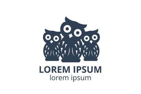 logo design of owl template in creative shape isolate vector illustration. use for any modern business like consultant, website corporate, education company, application, e-sport badge.のイラスト素材
