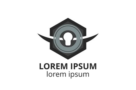 logo icon design of key silhouette template in creative shape isolate vector illustration use for any modern data security service, on website or application.のイラスト素材