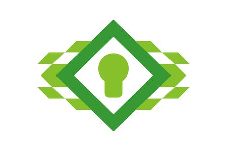 logo icon design of key silhouette template in creative shape isolate vector illustration use for any modern data security service, on website or application.のイラスト素材