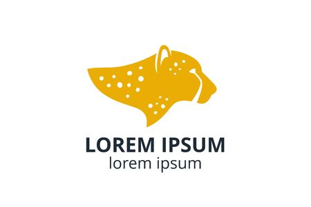 cheetah wild animal silhouette icon logo design template for sport team, or any company on white background.のイラスト素材