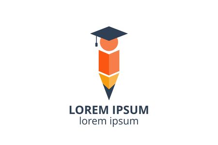 logo design of student child or people template in creative shape isolate vector illustration. use for any business education like school, college, university, training center.のイラスト素材