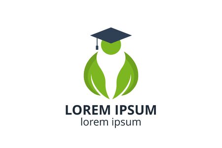 logo design of student child or people template in creative shape isolate vector illustration. use for any business education like school, college, university, training center.のイラスト素材
