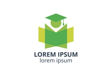 logo design of student child or people template in creative shape isolate vector illustration. use for any business education like school, college, university, training center.のイラスト素材