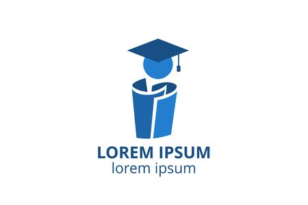 logo design of student child or people template in creative shape isolate vector illustration. use for any business education like school, college, university, training center.のイラスト素材