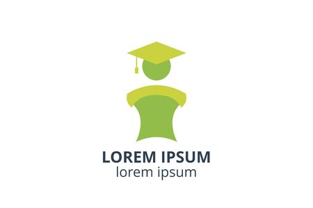 logo design of student child or people with paper template in creative shape isolate vector illustration. use for any business education like school, college, university, training center.のイラスト素材