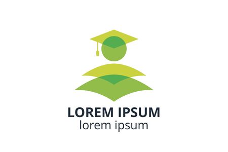 logo design of student child or people template in creative shape isolate vector illustration. use for any business education like school, college, university, training center.のイラスト素材