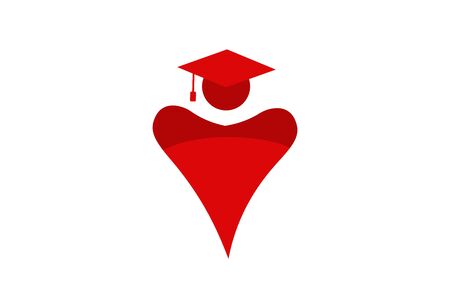 logo design of student child or people silhouette template in creative shape isolate vector illustration. use for any business education like school, college, university, training center.のイラスト素材