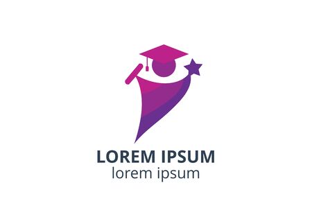 logo design of student child or people template in creative shape isolate vector illustration. use for any business education like school, college, university, training center.のイラスト素材