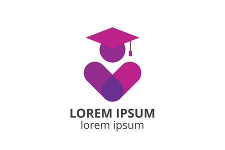 logo design of student child or people template in creative shape isolate vector illustration. use for any business education like school, college, university, training center.のイラスト素材