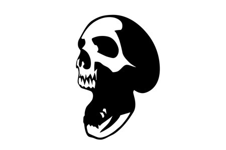 black skull silhouette logo design illustration for shirt designのイラスト素材