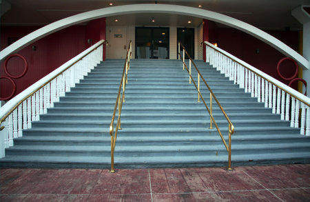 Stairway with brass bannisters