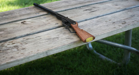 BB gun sitting on a table