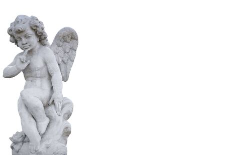 Angel statue on white backgroundの写真素材