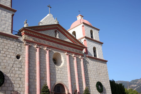 Beautiful picture of the Santa Barbara Mission in Californiaの写真素材
