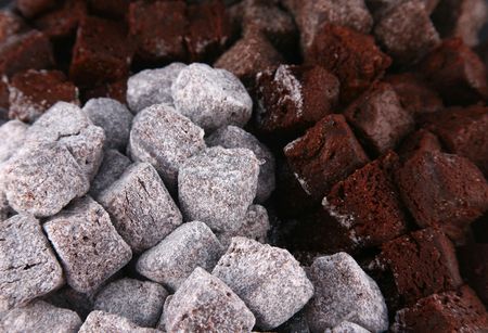 Delicious platter of different types of brownie bitesの写真素材