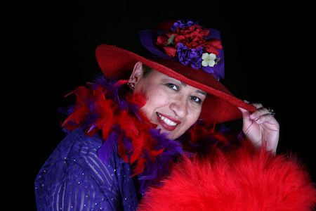 Beautiful hispanic woman isolated on black backgroundの写真素材