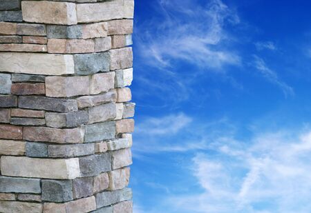 Column or pillar with cloudy sky backgroundの写真素材