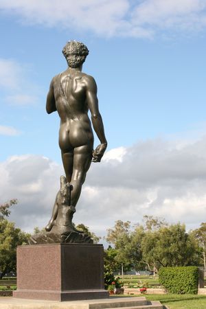 Statue of Michelangelo's David.  This is a copy located in a cemetary in Southern Californiaの写真素材