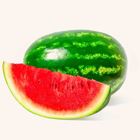 Ripe tasty watermelon for pleasure on a white background. selective focusの写真素材