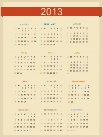 Retro Calendar For Year 2013のイラスト素材