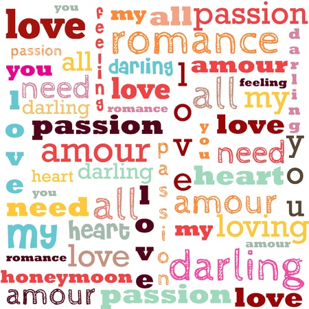 Love word collage on white background  Illustration with different association termsのイラスト素材