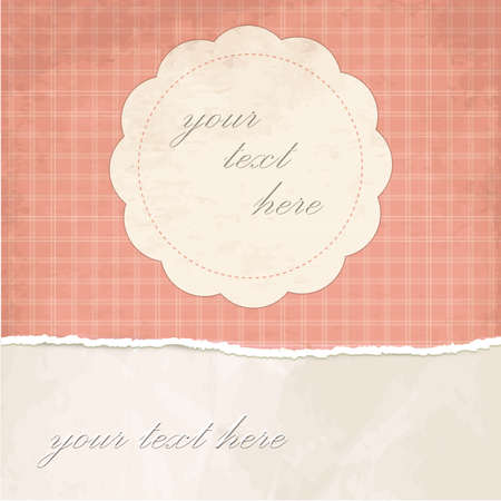 Torn paper vintage background with pink plaid patternのイラスト素材