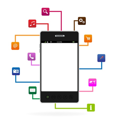 Smart Phone with App Iconのイラスト素材