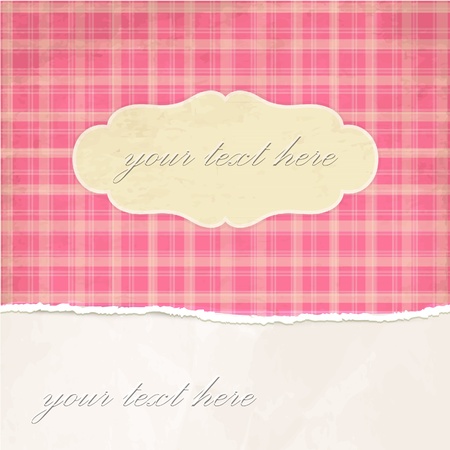 Torn paper vintage background with pink plaid patternのイラスト素材