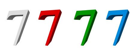 3D digit_7 (four colors: white, red, green, blue)の写真素材