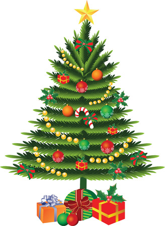 Christmas tree and giftsのイラスト素材