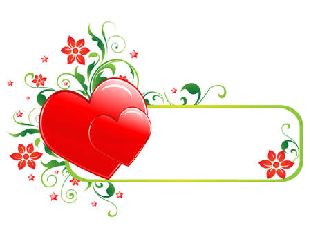 Valentine banner with space for text; hearts and flowersのイラスト素材