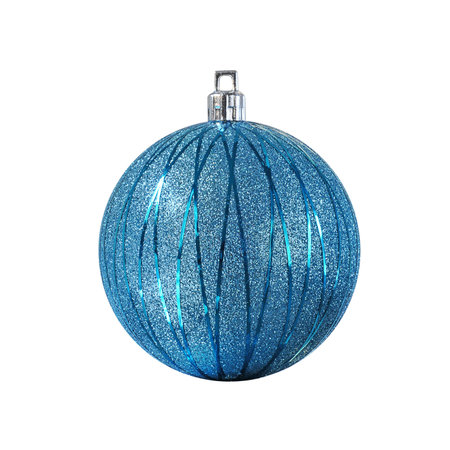 Elegant blue Christmas ball, isolated on white backgroundの写真素材