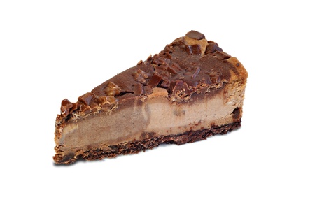 Dessert - Delicious cheesecake with chocolate, on white backgroundの写真素材