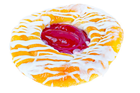 Delicious danish pastry isolated on white background; homemade dessertの写真素材