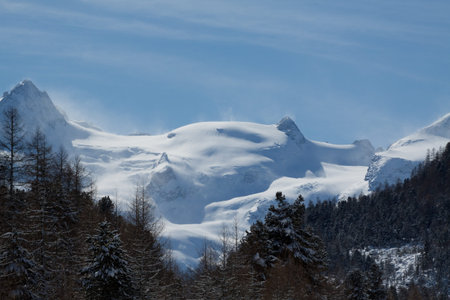Winter Mountain Panorama on Alps full of snow and ice