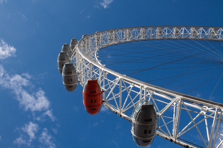 London Eye and Thames view in a sunny day in Londonのeditorial素材