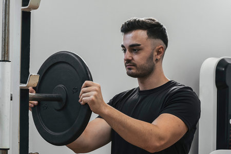 boy preparing weights to lift