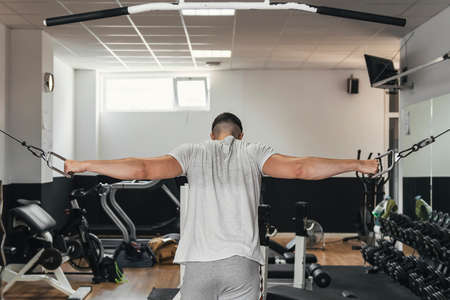 boy exercising in the gym. Healthy habitsの写真素材