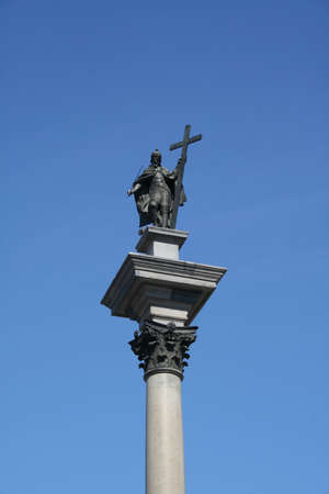 Column of King Sigmundus III in the Warsaw Old Townの写真素材