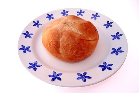 Kaiser bun on a plateの写真素材