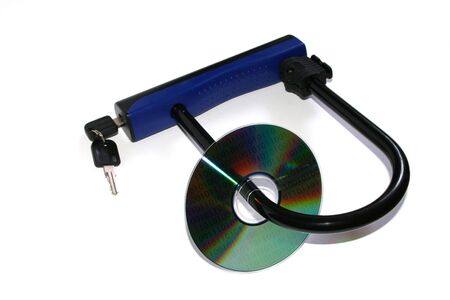 CD locked in a padlockの写真素材