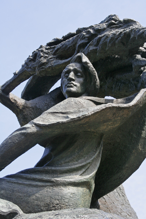 Statue of Frederic Chopin in the Lazienki Park in Warsaw, Polandの写真素材