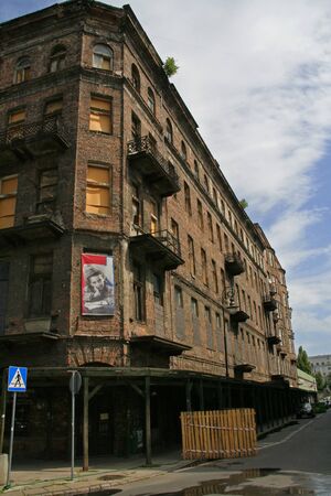 Ulica Prozna, the last remainder of the Warsaw Jewish Ghettoの写真素材