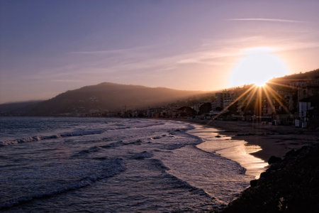 Sunset on the seaの写真素材