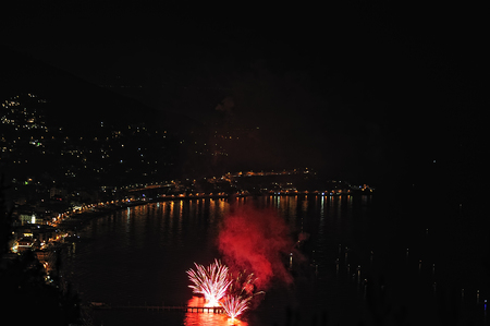 Fireworks on the seaの写真素材